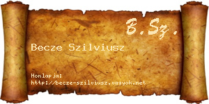 Becze Szilviusz névjegykártya
